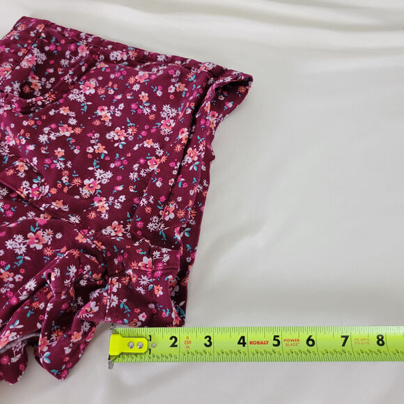 SO Shorts Juniors 7 Multicolor Mid Rise Womens Colorful Floral Pockets Maroon - Picture 7 of 14